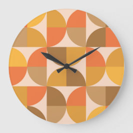 Orange och Bruna Halvcirklar från Mid Century Stor Klocka