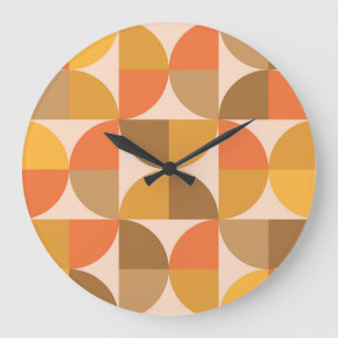 Orange och Bruna Halvcirklar från Mid Century Stor Klocka