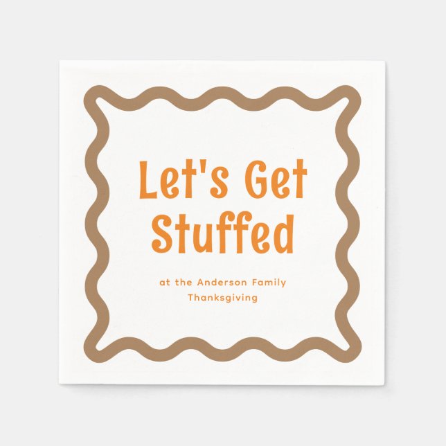 Orange och brunt Låt oss Vågigt fyrkant Pappersservett (Framsidan)