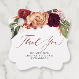 Orange och Burgunderröd Blommig Höst Tacksamhet Gåvor Etiketter