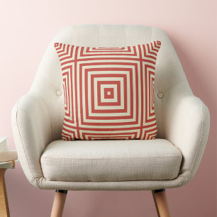 Orange och Cream Geometric Print Dekorativ kudde
