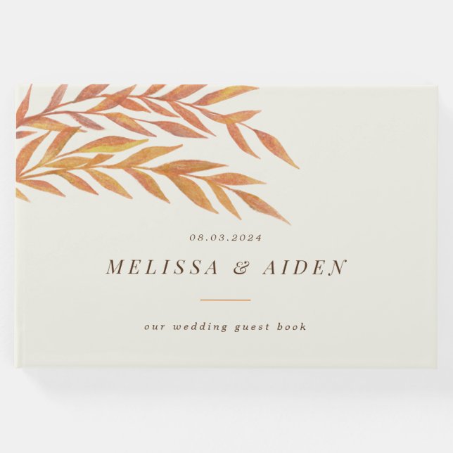 Orange och Cream Hösten Gren Bröllop Gästböcker (Framsida)