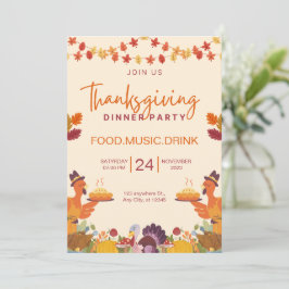 Orange- och Cream-middagen för minimal Thanksgivin Inbjudningar