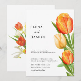 Orange och Cream Tulip Bröllop Inbjudningar