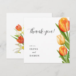 Orange och Cream Tulip Bröllop Tack Kort