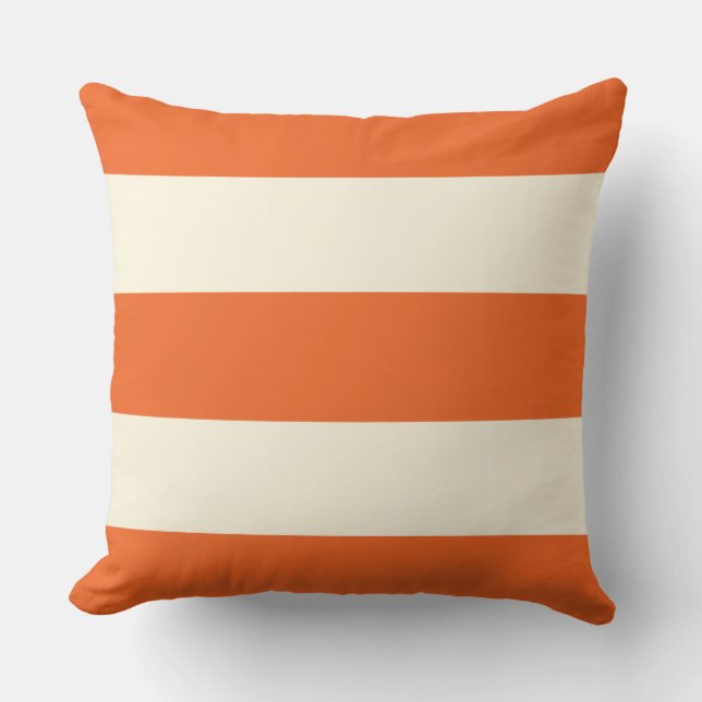 Orange och Ecru Rand Pillow Kudde (Framsida)