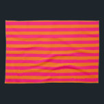 Orange och Fuchsia-ränder Kökshandduk<br><div class="desc">Klara orange och varma rosa tunna ränder. Du kan ändra orienteringen eller lägga till ett anpassat namn eller textmeddelande.</div>