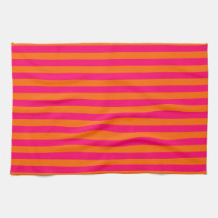 Orange och Fuchsia-ränder Kökshandduk