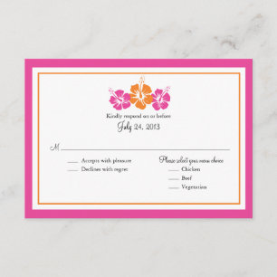Orange och Fuchsia Rosa Hibiscus Flowers OSA Kort