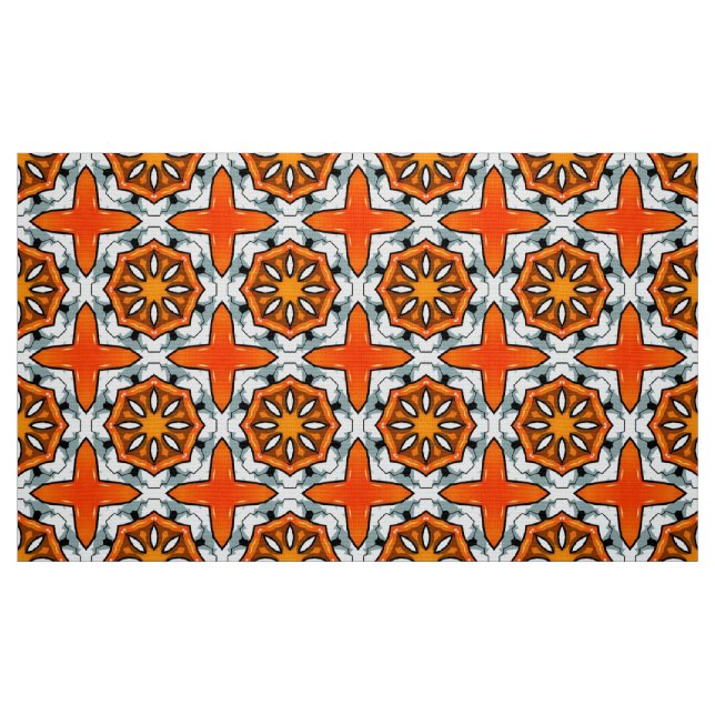 Orange och grå geometrisk stjärnmönster  tyg (Fat Quarter)