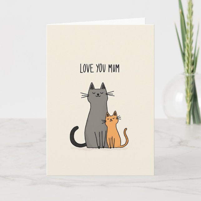 Orange Och Grå Katt Mamma Kort (Framsida)