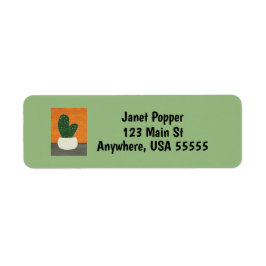 Orange och Grått Akrylkrukaktus Adress Returadress Etikett