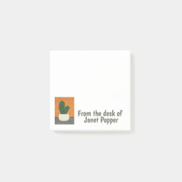 Orange och Grått akrylkrukaktus Post-it Block