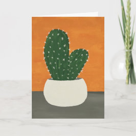 Orange och Grått akrylkrukaktus Tack Kort