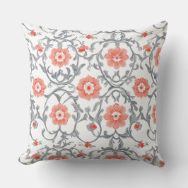 Orange och Grått Chinoiserie-Blommigt Kudde