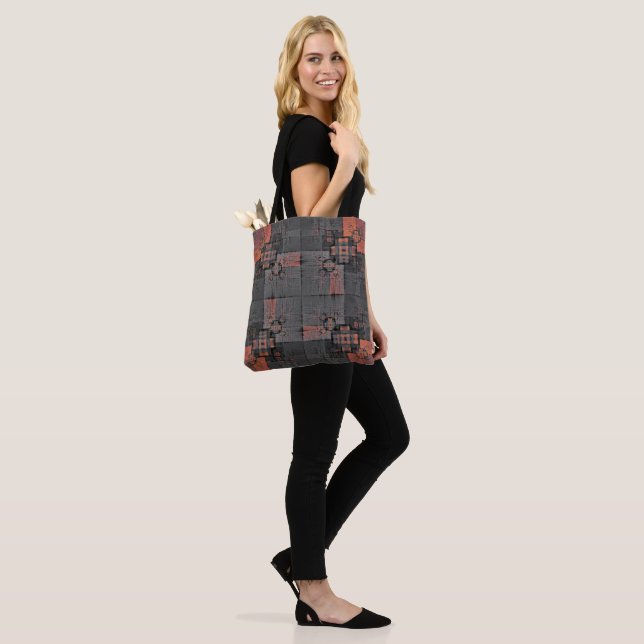 Orange och Grått Crossways Tote Bag Tygkasse (På modell)