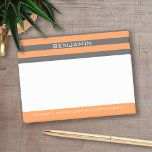 Orange och Grått Rugby Rand med eget namn Post-it Block<br><div class="desc">En manlig mönster för killarna i din familj. En djärv och modern design med ett område för anpassad text. Om du behöver justera teckningen eller ändra teckensnittet kan du klicka på anpassningsområdet. Då kommer du till designen i verktyg där du kan göra många ändringar.</div>