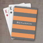Orange och Grått Rugby Rand med eget namn Spel Kort<br><div class="desc">En manlig mönster för killarna i din familj. En djärv och modern design med ett område för anpassad text. Om du behöver justera teckningen eller ändra teckensnittet kan du klicka på anpassningsområdet. Då kommer du till designen i verktyg där du kan göra många ändringar.</div>