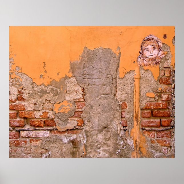 Orange- OCH GRÅTT WALL PAINT-FOTO Poster (Framsidan)