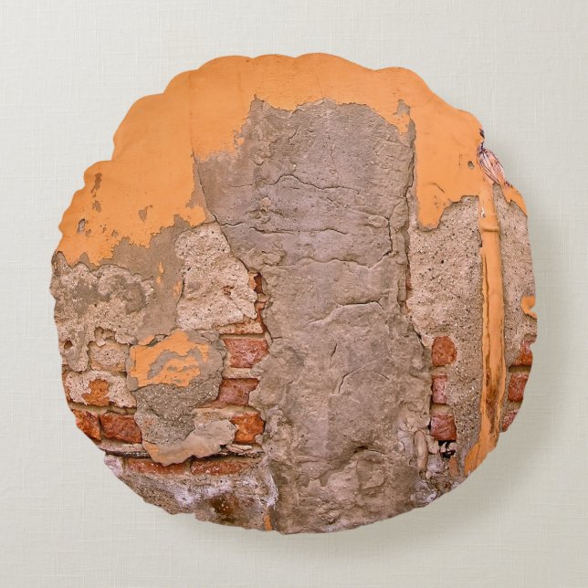 Orange- OCH GRÅTT WALL PAINT-FOTO Rund Kudde (Framsidan)