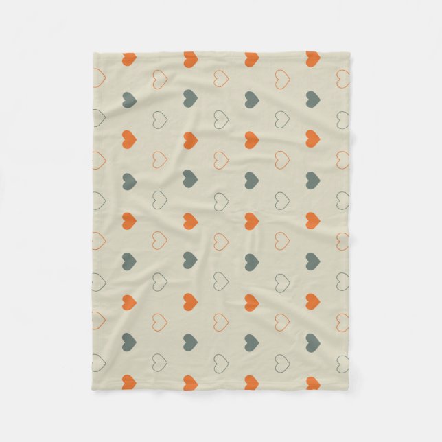 Orange och Grön Hjärtgallerimönster Fleecefilt (Framsidan)