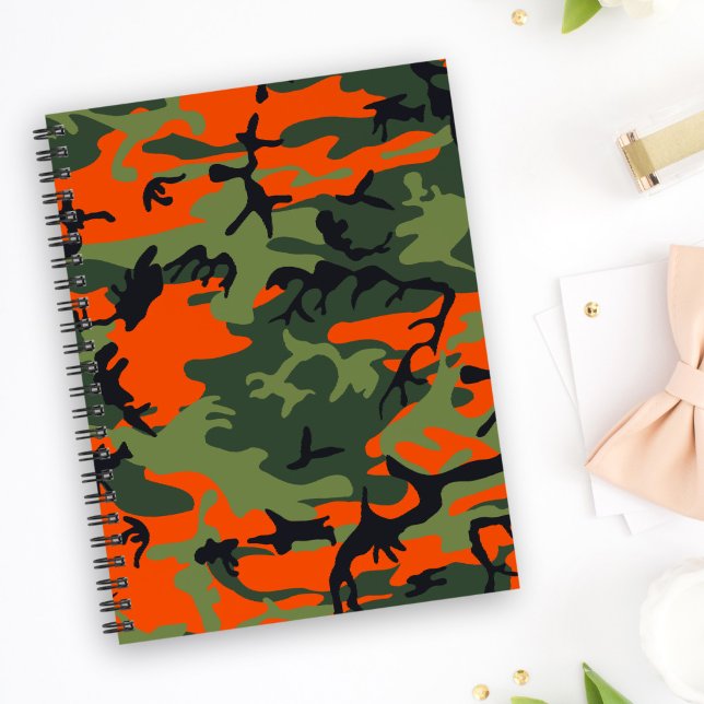 Orange och grön kamouflage, militär, armé anteckningsbok (Skapare uppladdad)