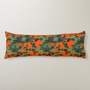 Orange och grön kamouflage, militär, armé kroppskudde