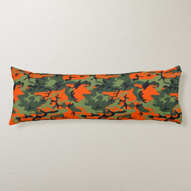 Orange och grön kamouflage, militär, armé kroppskudde (Framsidan)