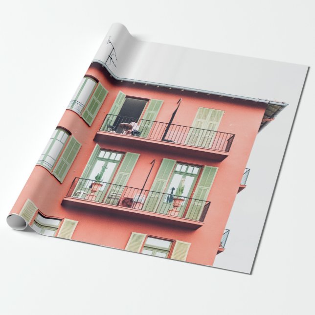ORANGE OCH GRÖNT 4-STORY-BYGGNAD PRESENTPAPPER (Utrullad)