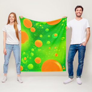 Orange och Grönt Bubble Abstrakt Art Fleecefilt