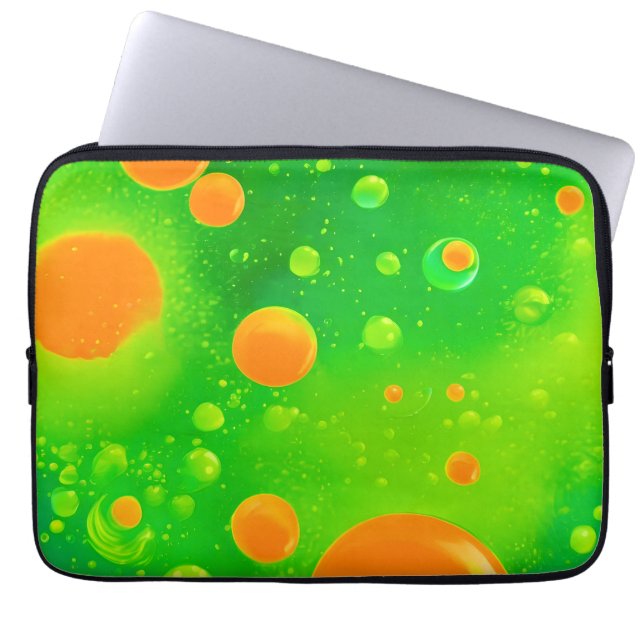 Orange och Grönt Bubble Abstrakt Art Laptop Fodral (Framsidan)
