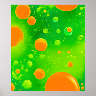 Orange och Grönt Bubble Abstrakt Art Poster