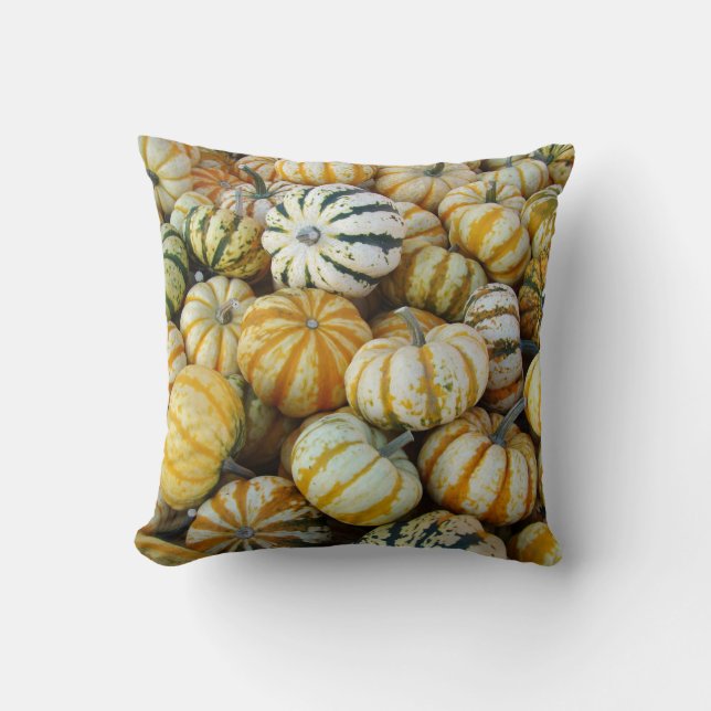 Orange- och Grönt Fall Harvest Gourds Kudde (Framsida)