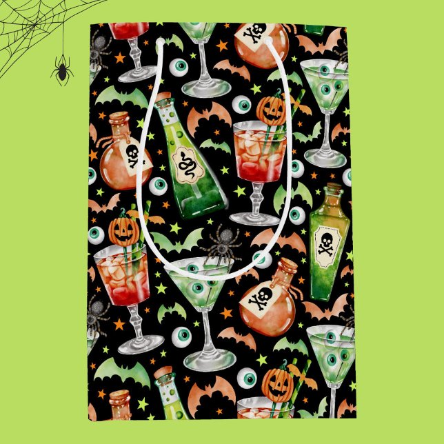 Orange och Grönt Halloween Cocktailand Potions (Orange and Green Halloween Cocktails and Potions Medium Gift Bag)
