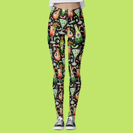 Orange och Grönt Halloween Cocktailand Potions Leggings