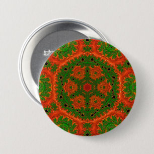 Orange och Grönt Kaleidoscope Badge Knapp