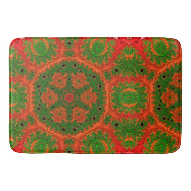Orange och Grönt Kaleidoscope Bath Mat Badrumsmatta (Framsidan)
