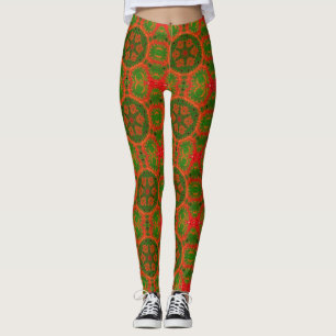Orange och Grönt Kaleidoscope Leggings