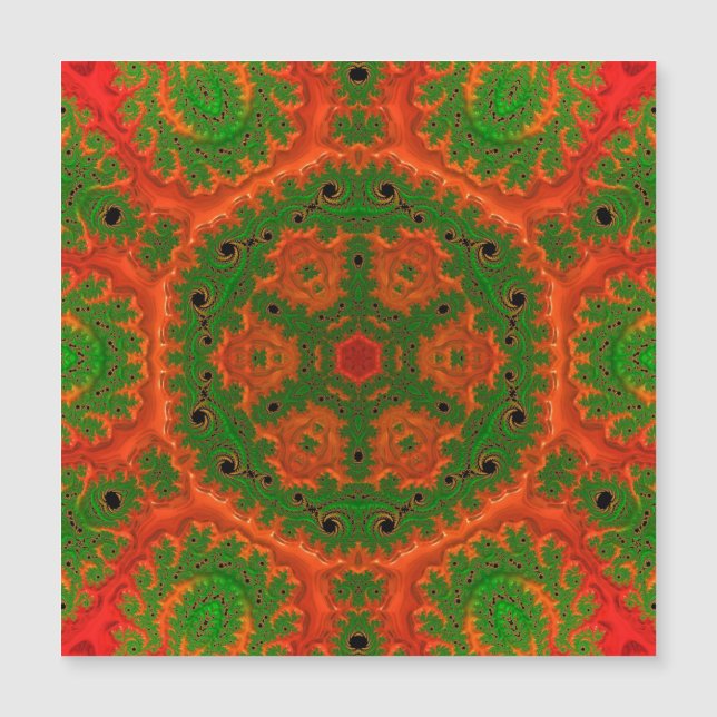 Orange och Grönt Kaleidoscope Magnetiskt kort (Framsida)
