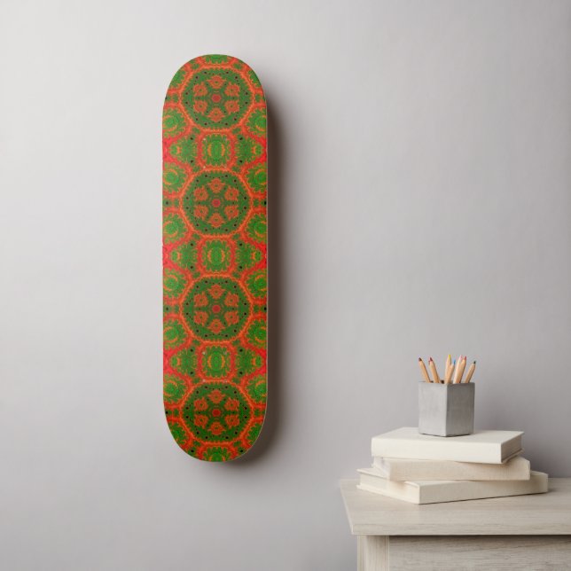 Orange och Grönt Kaleidoscope Skateboard (Väggkonst)