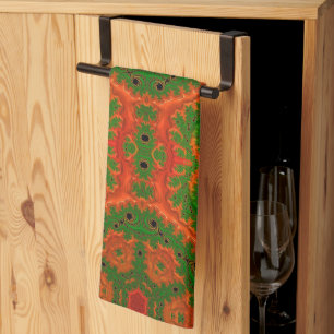Orange och Grönt Kaleidoscope Tea Towel Kökshandduk