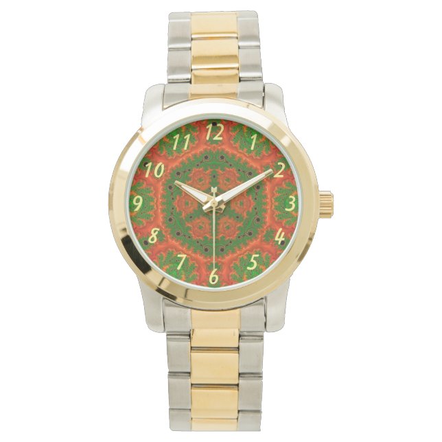 Orange och Grönt Kaleidoscope Watch Armbandsur (Framsida)