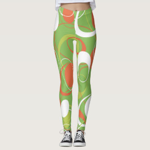 Orange och Grönt, mättade Ringar Leggings