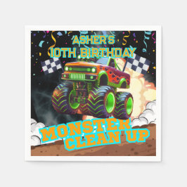 Orange och Grönt Monster Lastbil | Offline Birthda Pappersservett