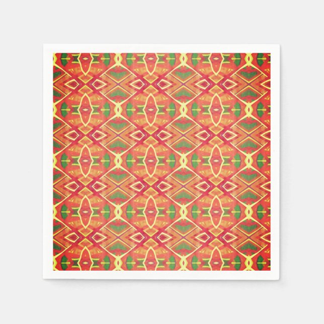 Orange och grönt mönster pappersservett (Framsidan)