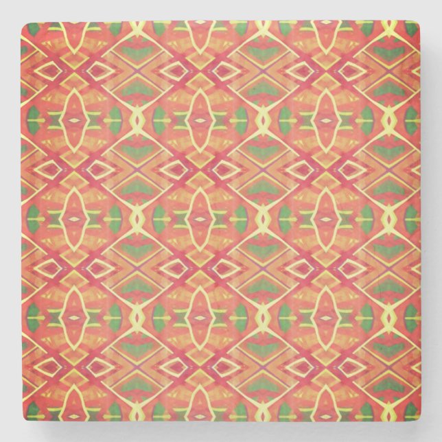 Orange och grönt mönster stenunderlägg (Framsidan)