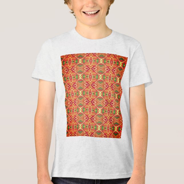 Orange och grönt mönster t shirt (Framsida)