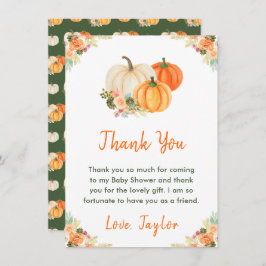 Orange och Grönt Pumpkins Baby Shower Tack Kort