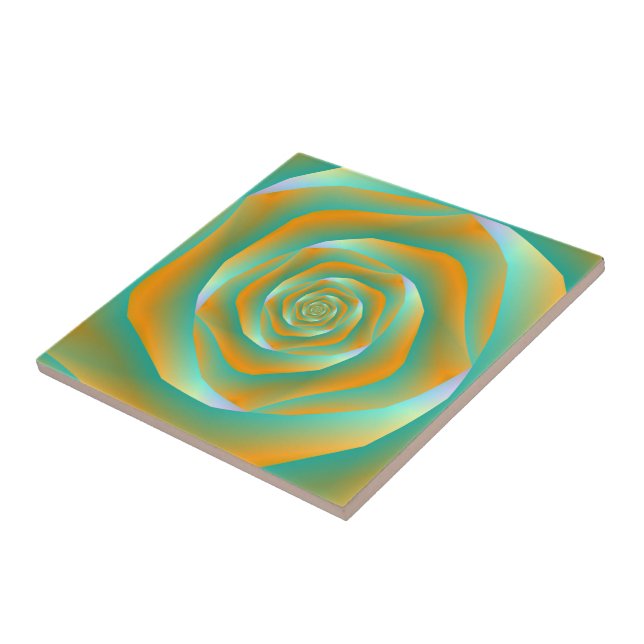 Orange och Grönt Spiral Ro Kakelplatta (Sidan)