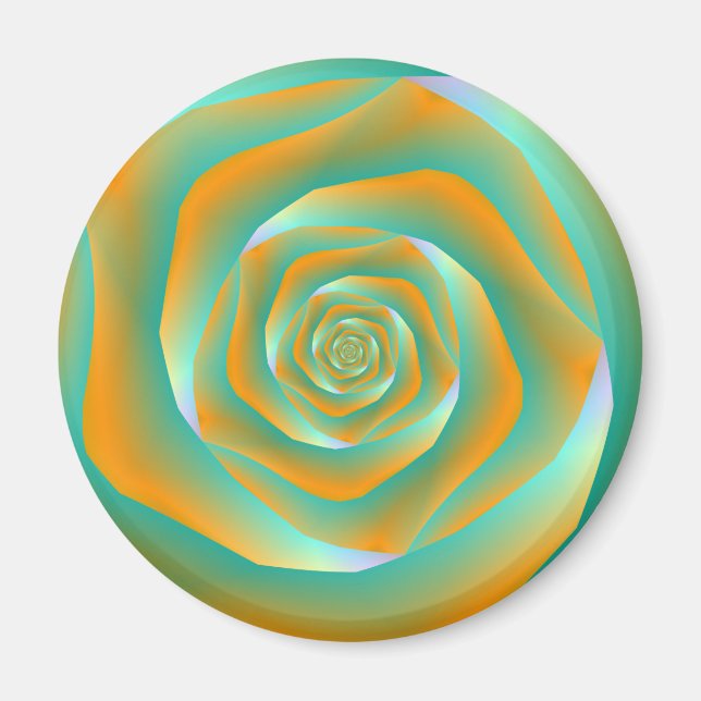 Orange och Grönt Spiral Ro Magnet (Framsidan)